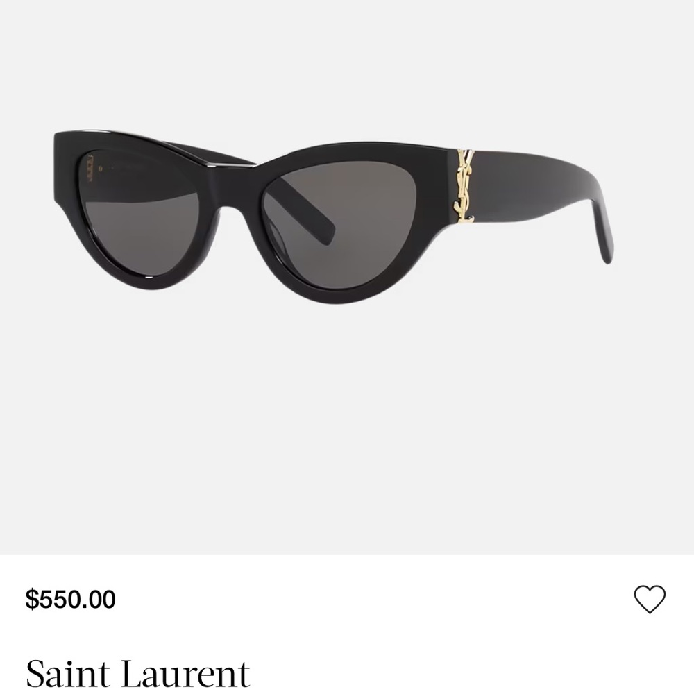 Saint Laurent Black Cat-Eye Sunglasses with Gold Accent